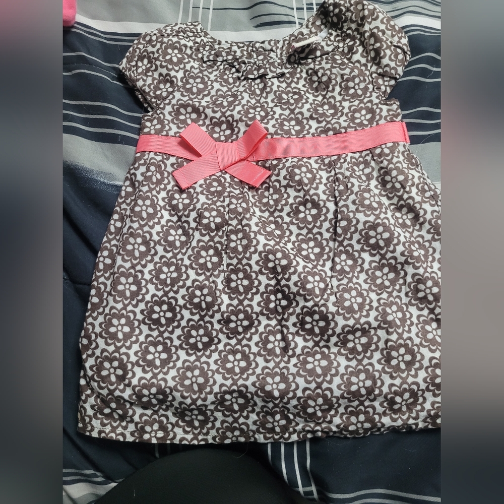 Old navy brown floral print dress 6-12 m